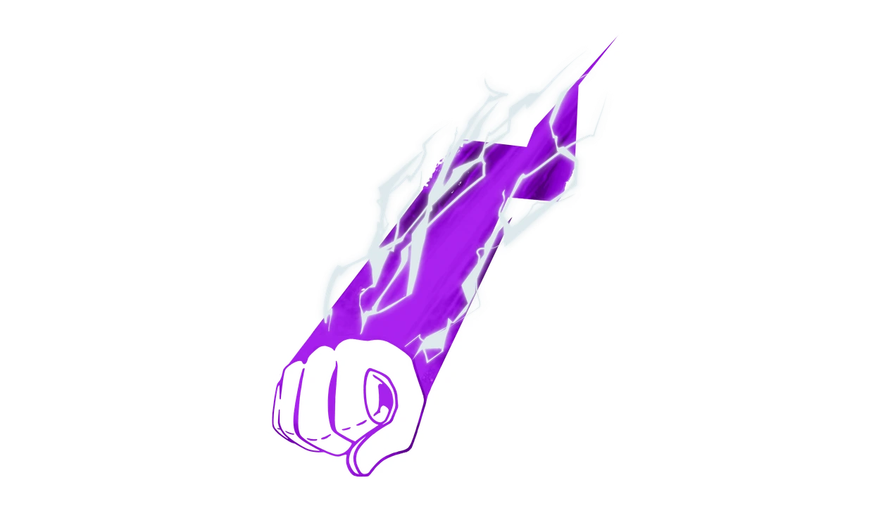 Sticker Overdrive : un poing serré cerné d'éclairs violets